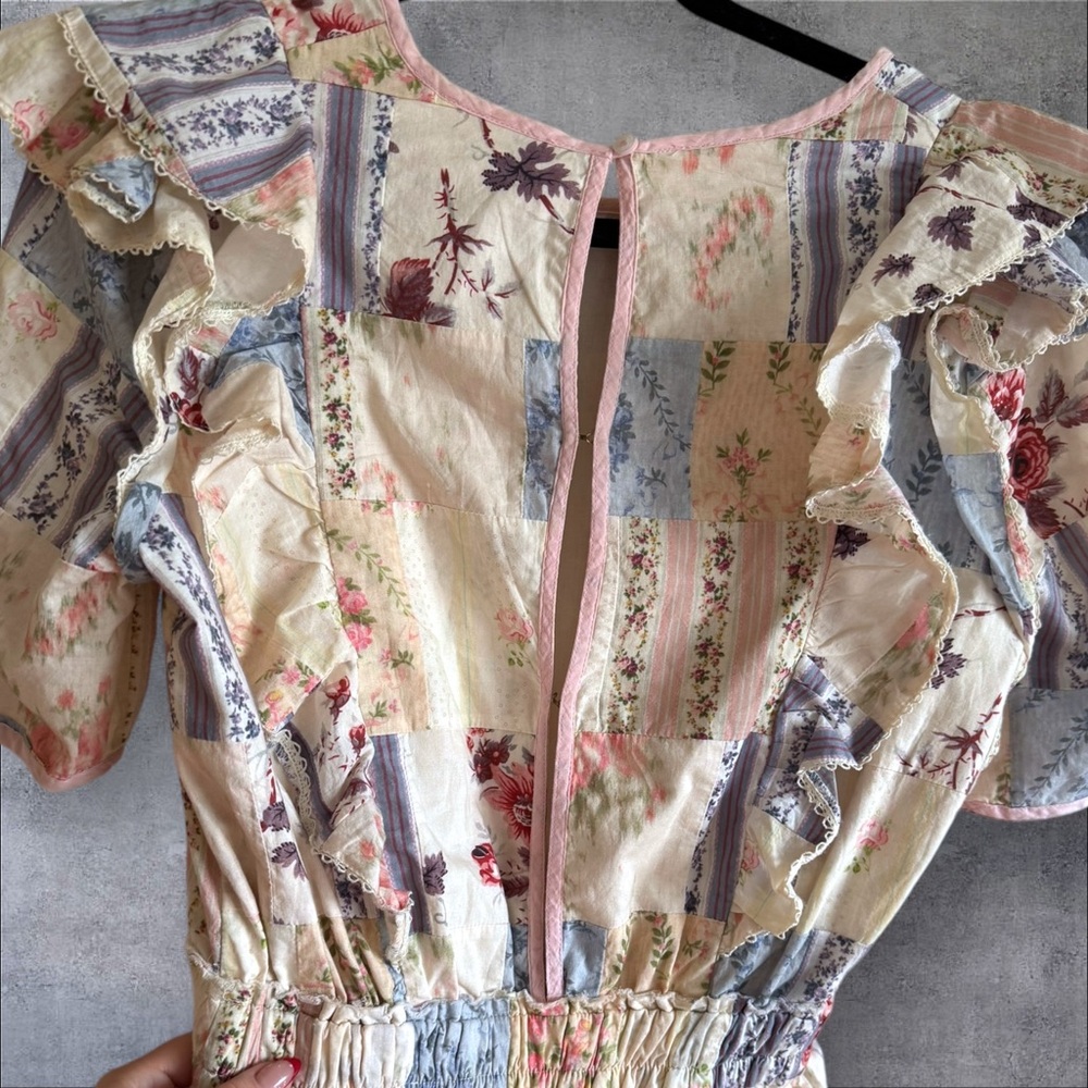 Loveshackfancy Natasha Patchwork Mini Dress Ruffle - image 7